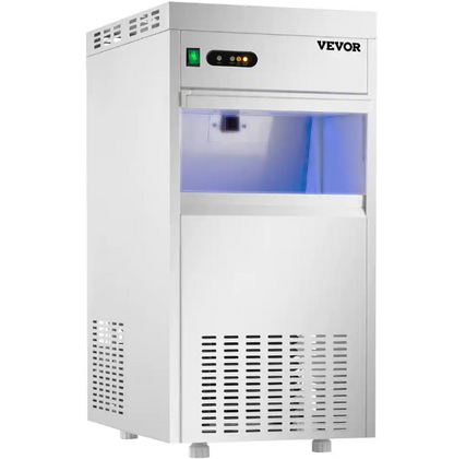 Vevor 132 lb. Freestanding Commercial Snowflake Ice Maker ETL Approved Stainless Steel ConstructionOperation in Silver