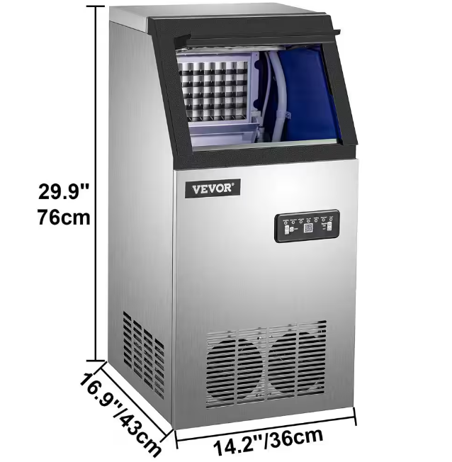 Vevor 88 lb. / 24 H Ice Machine Commercial Stainless Steel Auto Clean Freestanding Ice Maker Machine in Silver