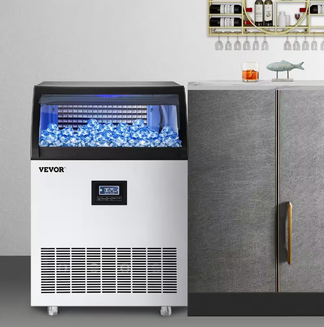 265 lb. / 24 H Commercial Freestanding Ice Maker Machine with 55 lb. Storage Bin Stainless Steel Construction in Silver